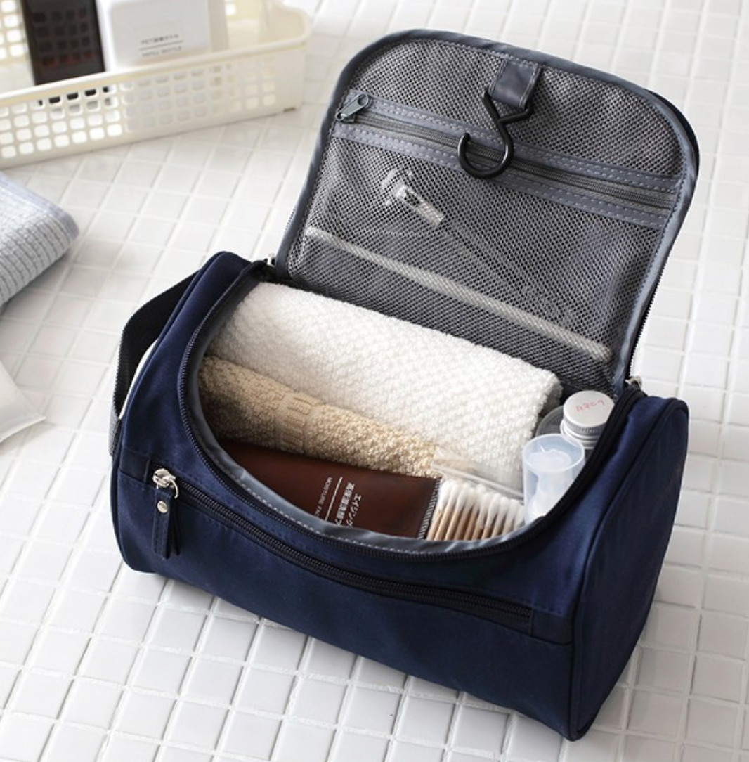 Hangable travel toiletry bag